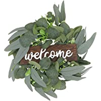 perfk Letrero de Bienvenida Coronas Decoración Rústica Pequeña para Puerta de Entrada Letrero Colgante de Madera con…